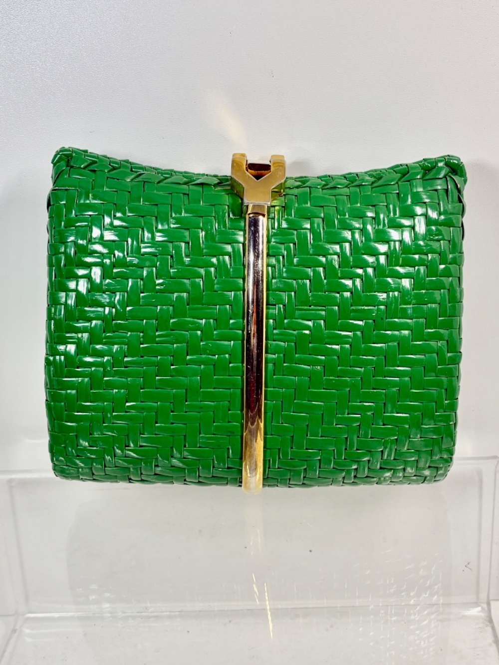 RODO Italy GREEN Wicker Clutch 60s 70s Designer Purse HTF Vintage Evening Italy